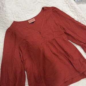 Universal Thread Burnt Orange Bohemian Pheasant Blouse Top Size XS